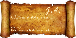 Güns Antónia névjegykártya